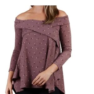 Altar'd State Dusty‎ Purple Floral Off the Shoulder Top Size Large NEW!